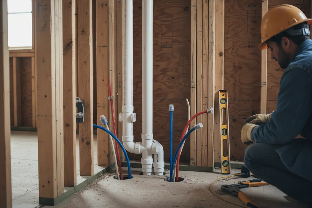 Drain and supply rough-in during Garbage Disposal Repair in Dayton